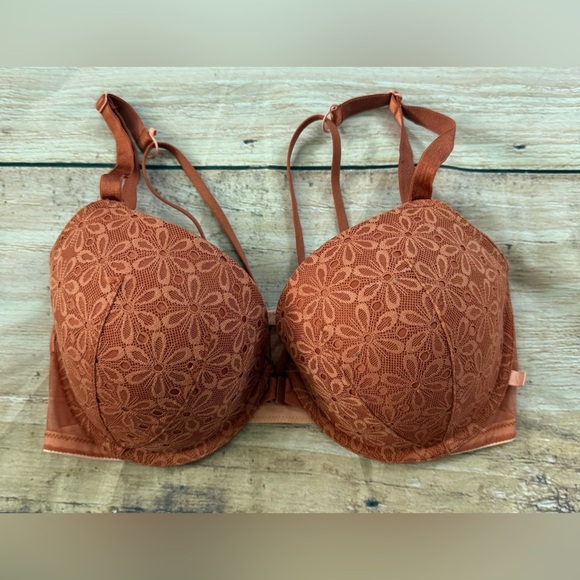 Victoria Secret Size 38 DD Redburn Lined Demi Lace Front Close Underwire Bra - Picture 1 of 6